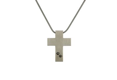 Pewter Cross with Paw Prints